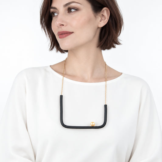 Collana quadra BILICO - nero / perla oro