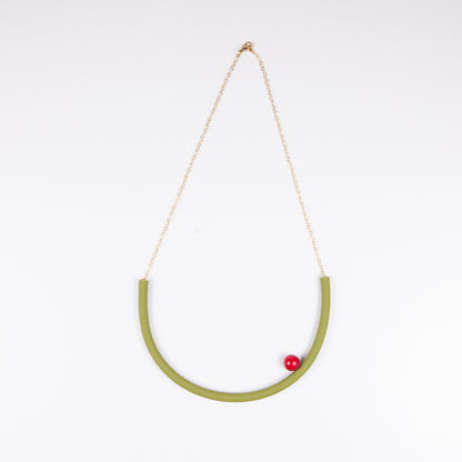 Collana rotonda BILICO - verde / perla rossa