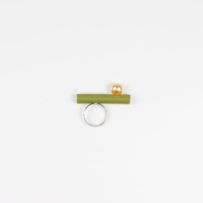 Anello BILICO - verde / perla oro