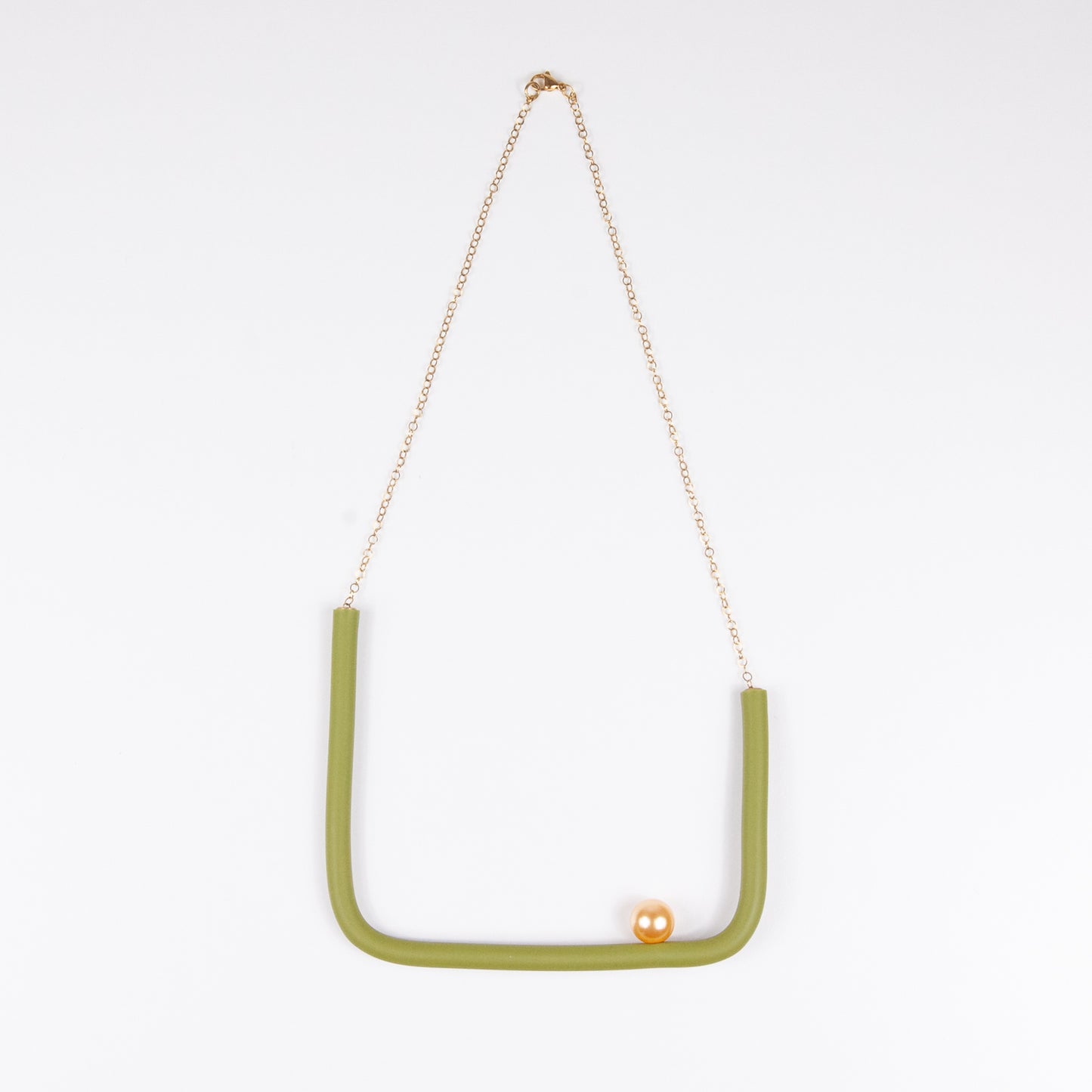 BILICO square necklace - green / gold pearl