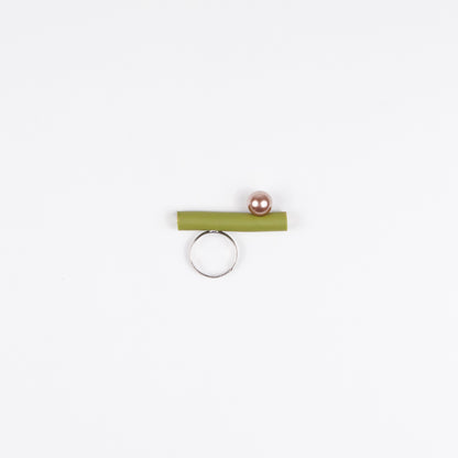 Anello BILICO - verde / perla caramello