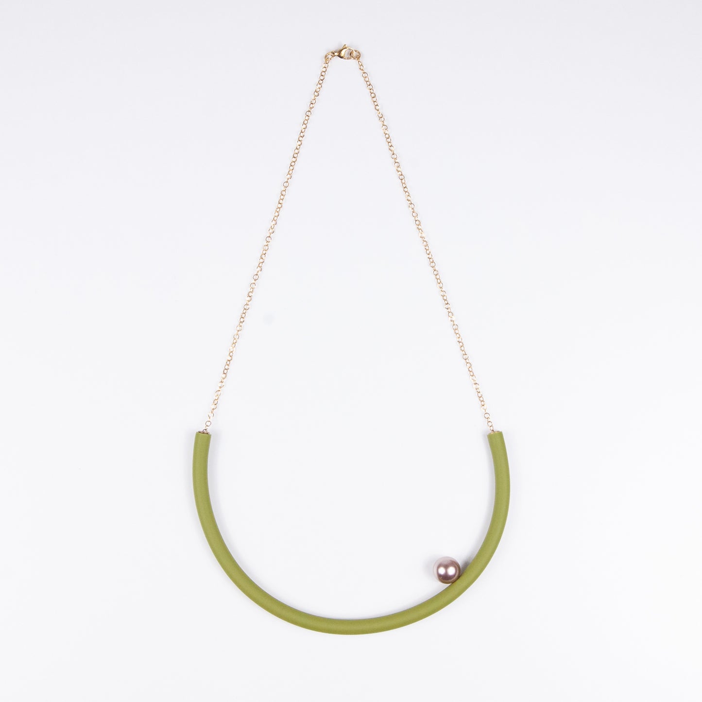 Collana rotonda BILICO - verde / perla golden beige 