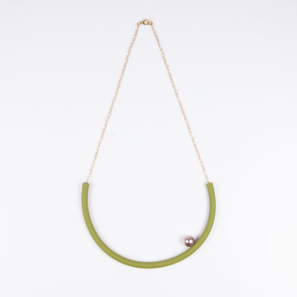 Collana rotonda BILICO - verde / perla golden beige 