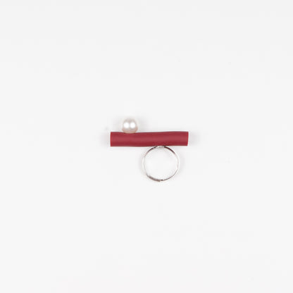 BILICO ring - red / white pearl