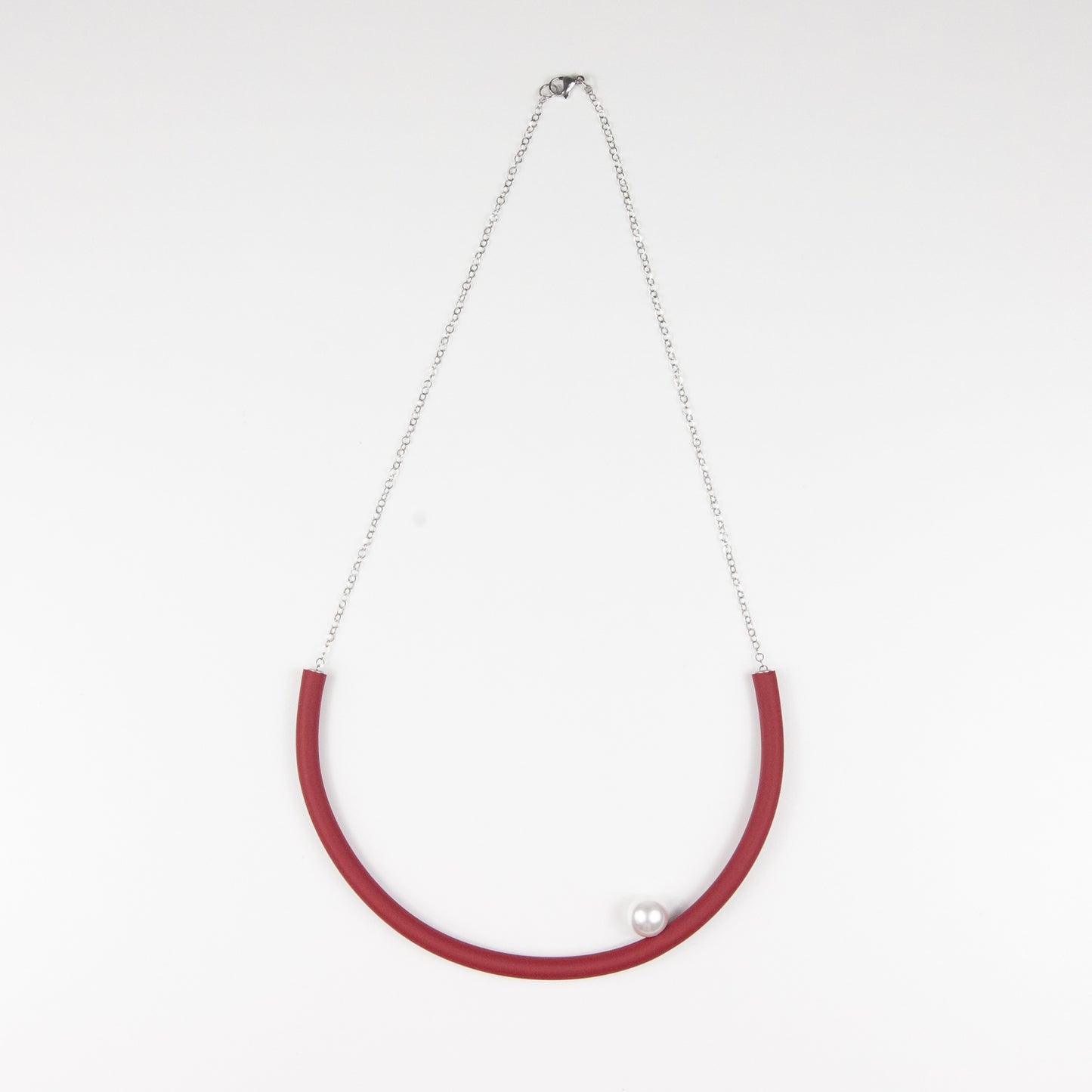 Collana rotonda BILICO - rosso / perla bianca