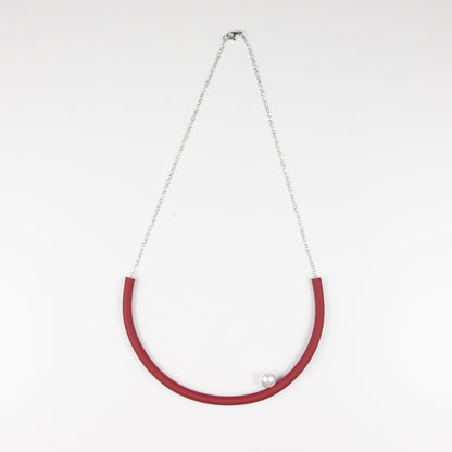 Collana rotonda BILICO - rosso / perla bianca