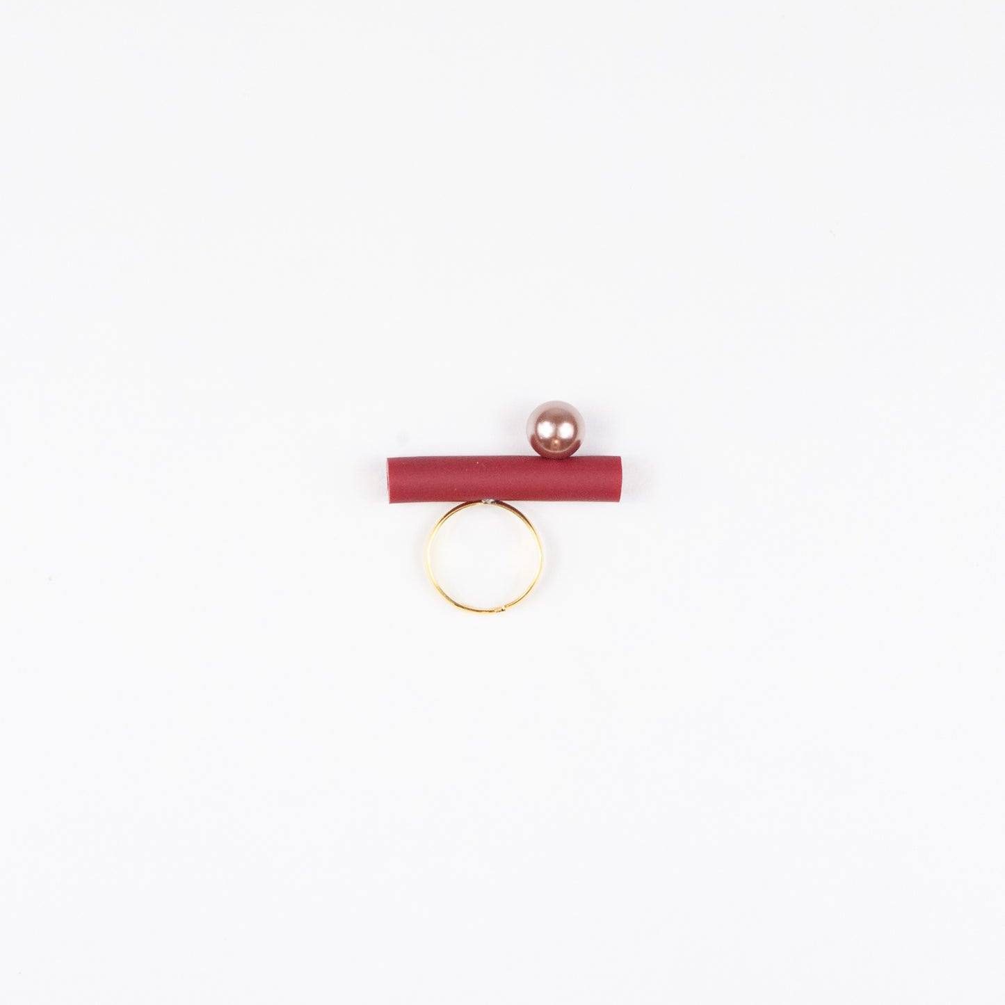 Anello BILICO - rosso / perla golden beige 