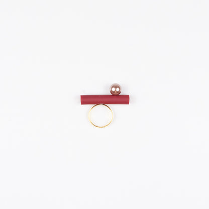 Anello BILICO - rosso / perla golden beige 