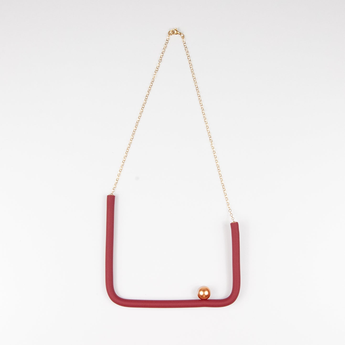 BILICO square necklace - red / gold pearl