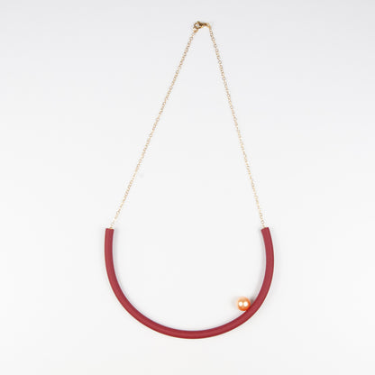 BILICO round necklace - red / gold pearl