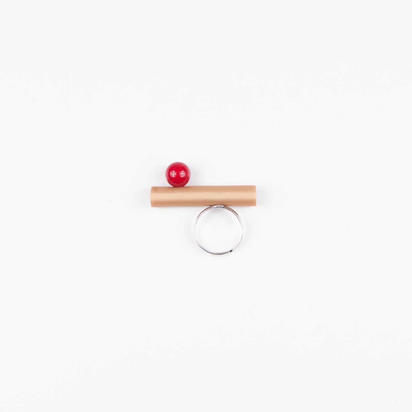 Anello BILICO - dorato / perla rossa