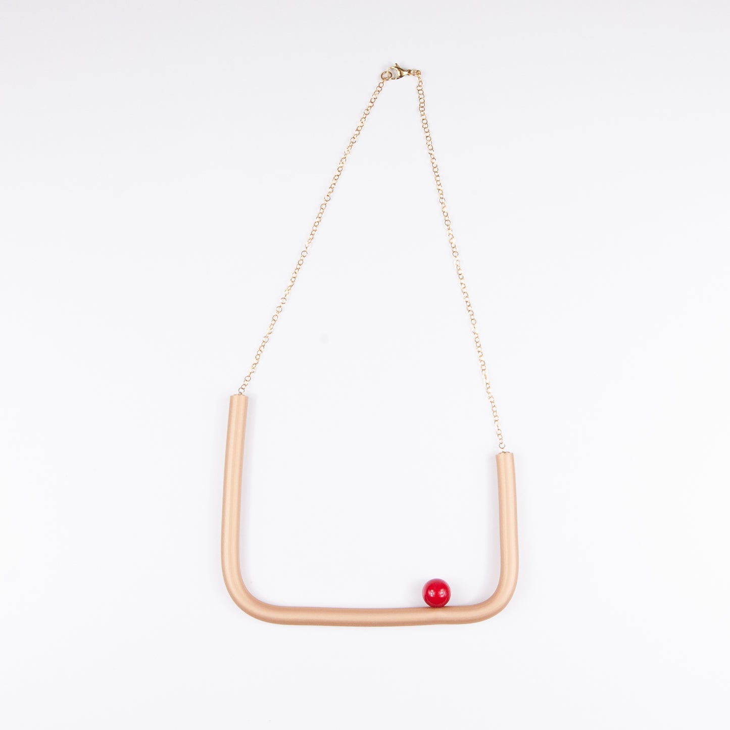 Collana quadrata BILICO - dorato / perla rossa