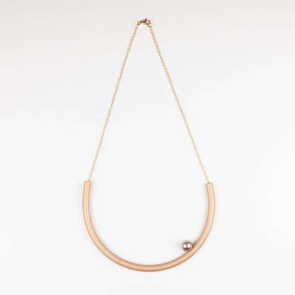BILICO round necklace - gold /  golden beige pearl
