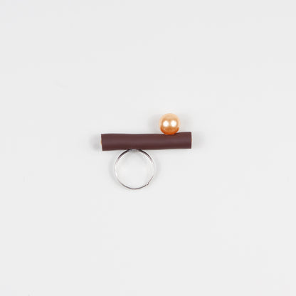 Anello BILICO - marrone / perla oro