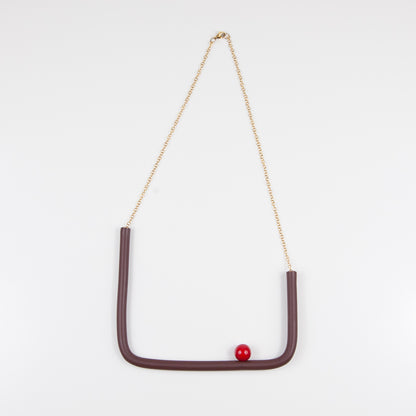 Collana quadra BILICO - marrone / perla rossa