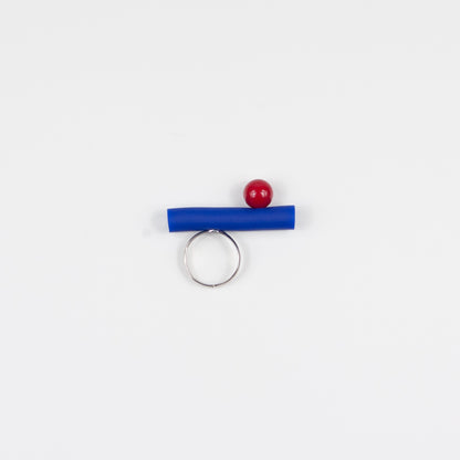 Anello BILICO - blu inchiostro / perla rossa