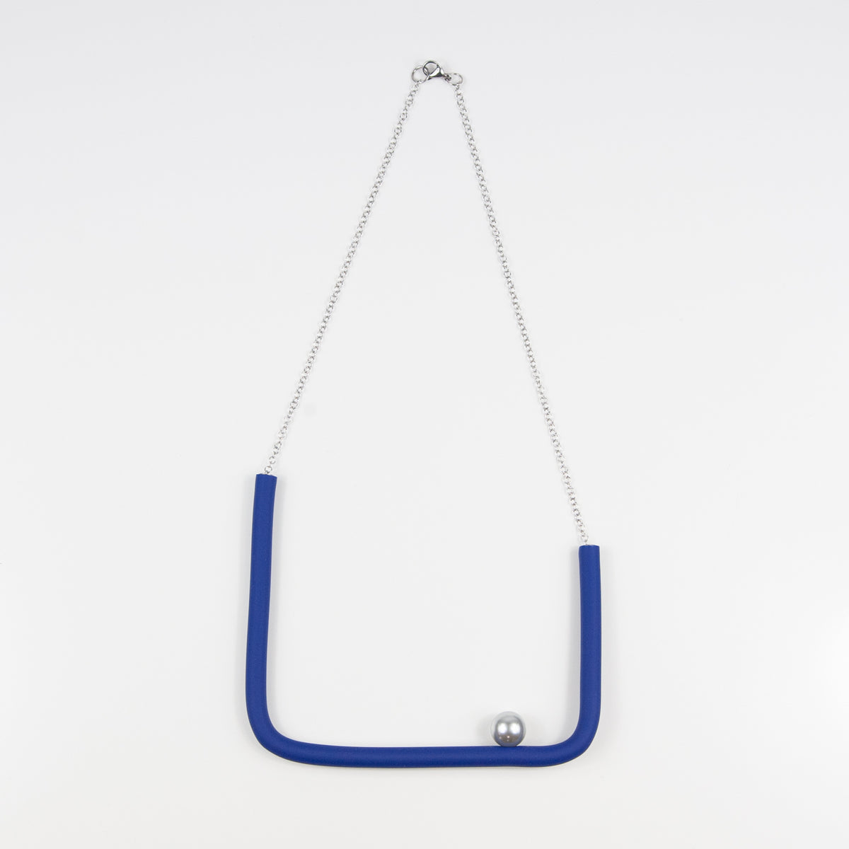 Collana quadra BILICO - blu inchiostro / perla argento