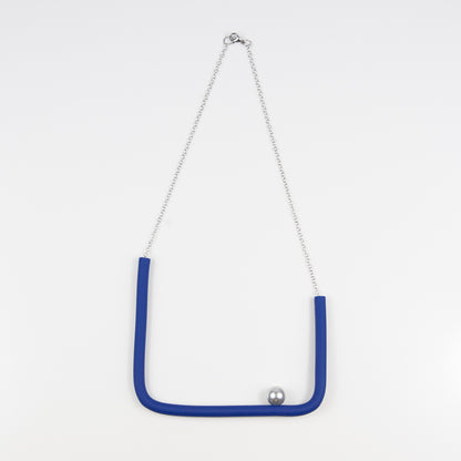 Collana quadra BILICO - blu inchiostro / perla argento