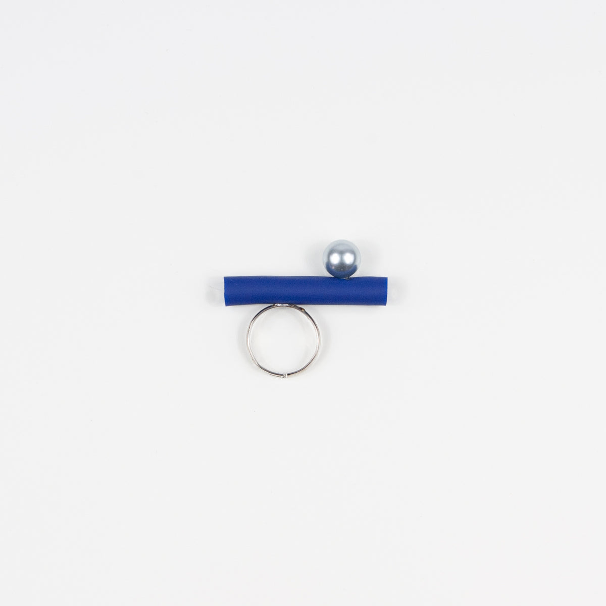 Anello BILICO - blu inchiostro / perla argento