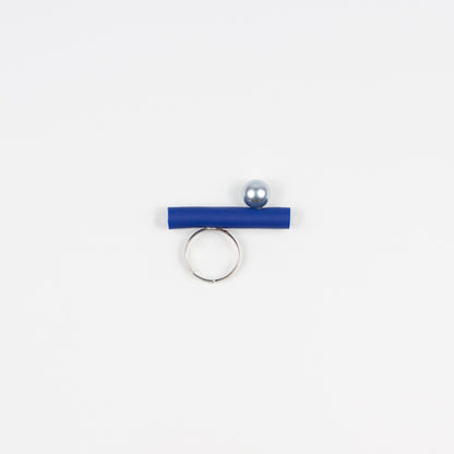 Anello BILICO - blu inchiostro / perla argento