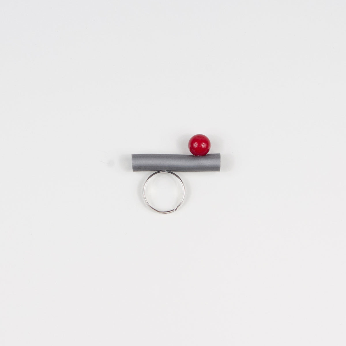 Anello BILICO -  grigio / perla rossa