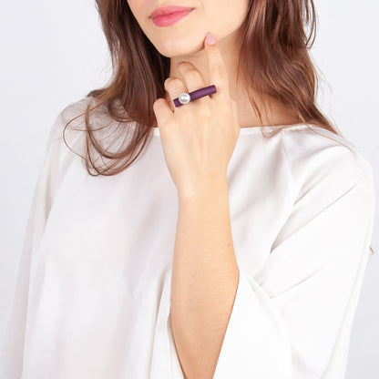 BILICO ring - purple / white pearl