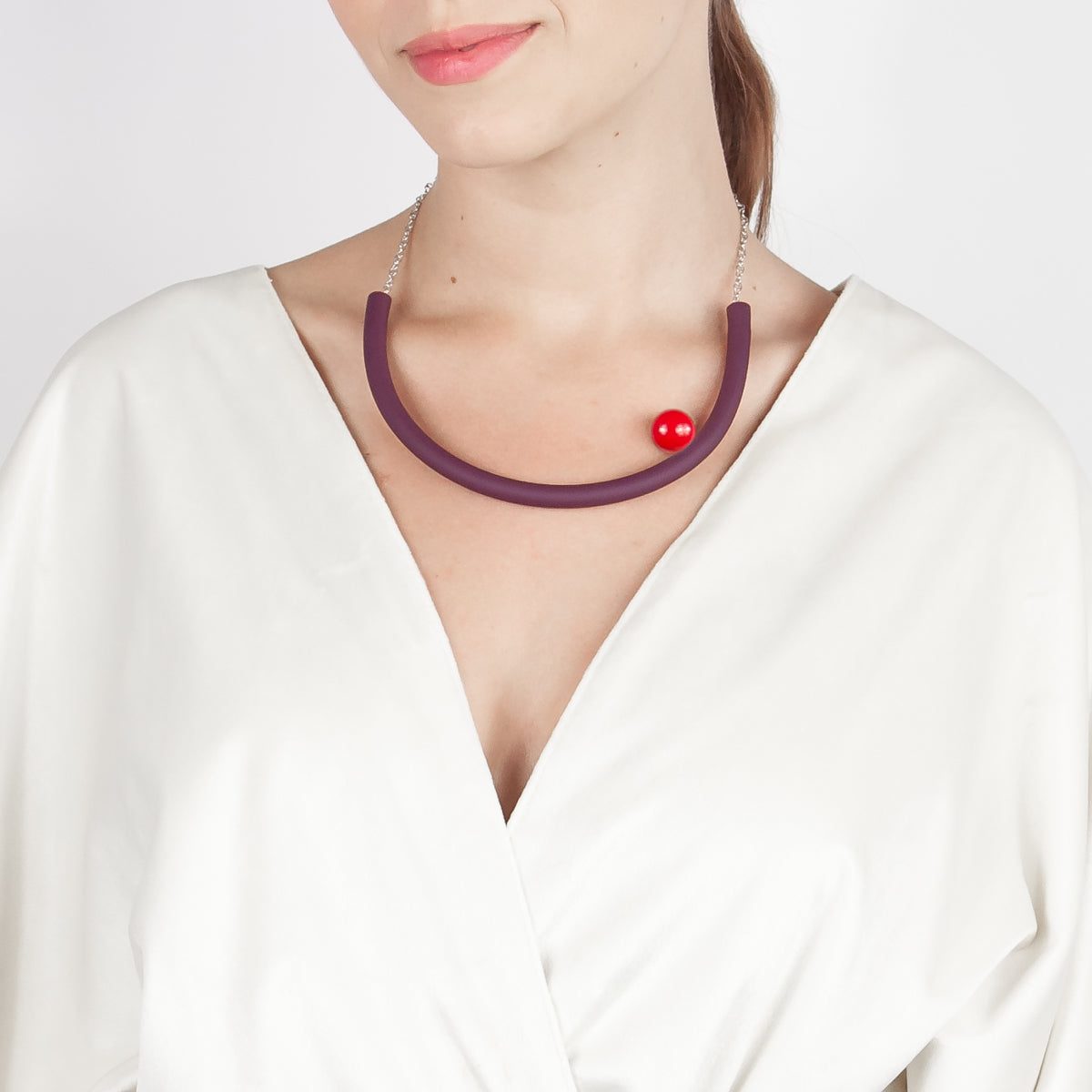 BILICO choker - purple / red pearl