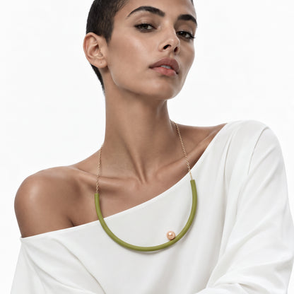 Collana rotonda BILICO - rosso / perla oro