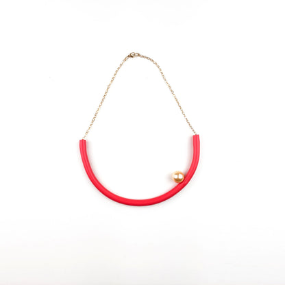 BILICO choker - orange red / white pearl