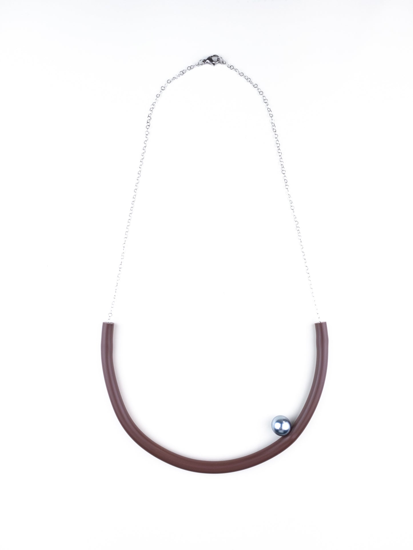 BILICO round necklace - brown / red pearl