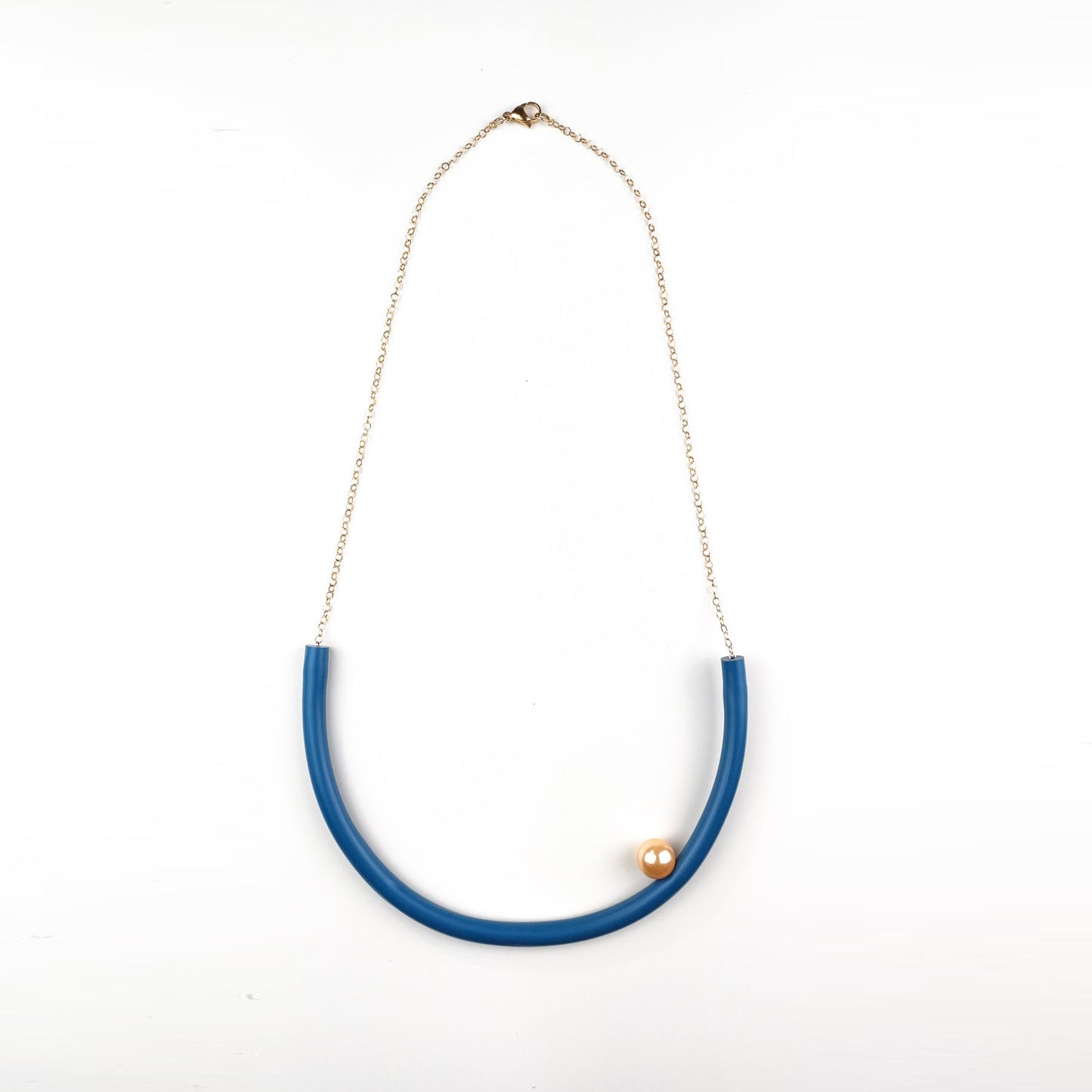 BILICO round necklace - blue avio / white pearl