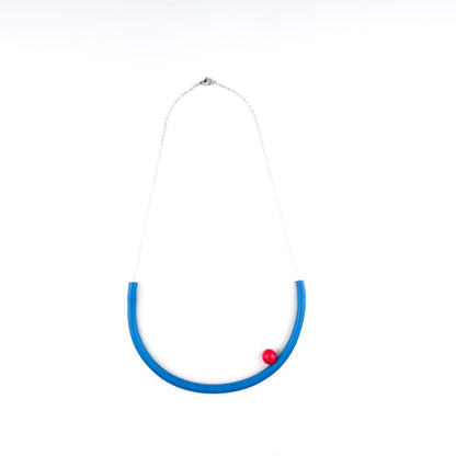 BILICO round necklace - blue avio / gold pearl