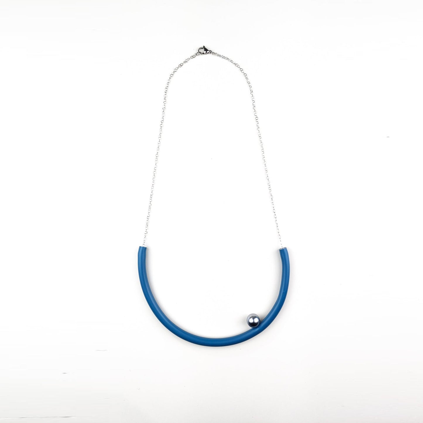 BILICO round necklace - blue avio / red pearl