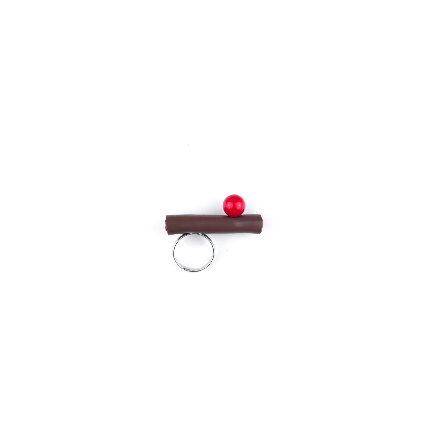 BILICO ring - brown / red pearl