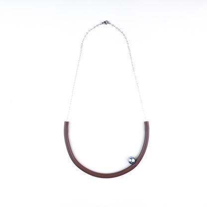 BILICO round necklace - brown / gold pearl