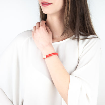 BILICO bracelet - orange red / white pearl