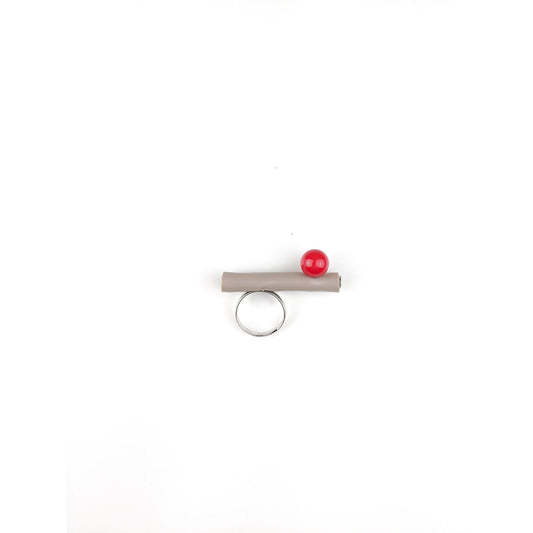 BILICO ring - sand color / red pearl