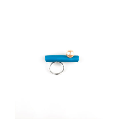 BILICO ring - teal color / silver pearl