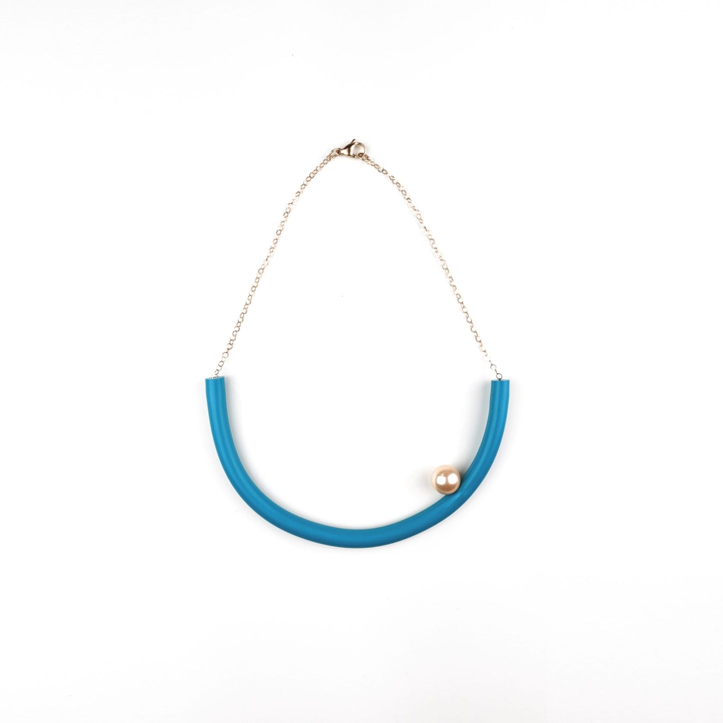 BILICO choker - teal color / gold pearl