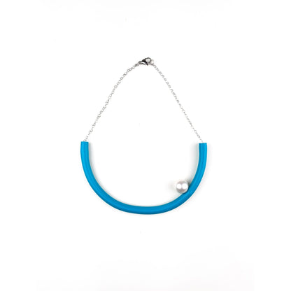 BILICO choker - teal color / white pearl