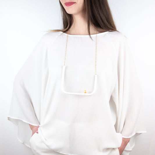 BILICO square necklace - white / gold pearl