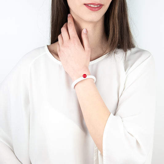 BILICO bracelet - white / red pearl