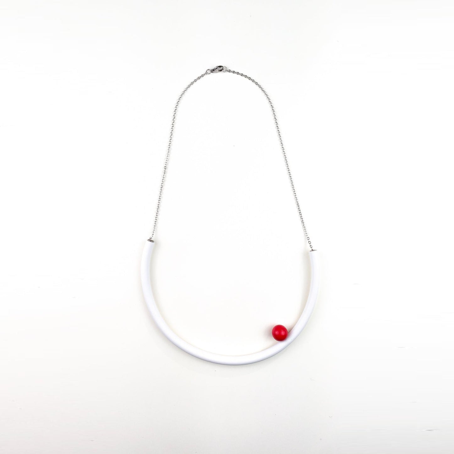 Collana rotonda BILICO - bianco / perla rossa